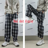 Stetnode Harajuku Black White Plaid Pants Women 2024 Oversized Wide Leg Trousers Female Korean Style High Waist Checkered Pants Female