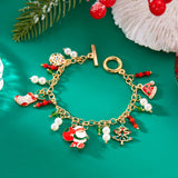 Stetnode Handmade Crystal Pearl Christmas Bracelets for Women Santa Claus Xmas Tree Snowflake Elk Wreath Pendant Bracelet Holiday Jewelry