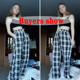 Stetnode Harajuku Black White Plaid Pants Women 2024 Oversized Wide Leg Trousers Female Korean Style High Waist Checkered Pants Female