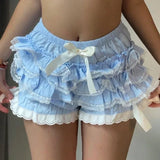 Stetnode Women Lace Ruffle Shorts Kawaii Lolita Bloomers Layered Boxer Shorts Cute Pumpkin Pants Boy Shorts Bottoms