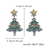 Stetnode Sweet Pink Christmas Tree Earrings For Women Sparkling Full Rhinestone Crystal Xmas Tree Dangle Earring New Year Party Jewelry