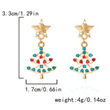 Stetnode Cute Small Christmas Earrings for Women Girls Enamel Rhinestone Xmas Tree Hat Boots Wreath Drop Earring New Year Accessoies Gift