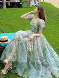 Stetnode  Spring Women Elegant Casual Floral Midi Dress Fashion New A-Line Party Princess Vestidos Female Chic Fairy Vintage Robe Mujers