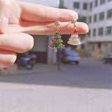 Stetnode Small Cute Christmas Tree Drop Earrings for Women Delicate Enamel Star Xmas Tree Pendant Earring Girls Holiday Versatile Jewelry