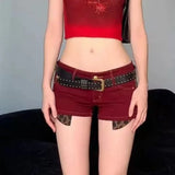 Stetnode Sexy Low-waisted Bodycon Shorts Y2k E-Girl Leopard Print Patchwork Jeans  2024 Summer New All-match Hot Short Pants