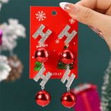 Stetnode New Fashion Plush Christmas Tree Earrings for Women Cute Rhinestone Santa Claus Bells Drop Earring Xmas New Year Holiday Jewelry