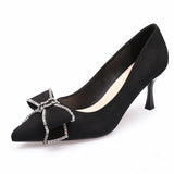 Stetnode Versatile New Single Shoes Autumn and Winter  Sexy Pointy Rhinestone Black Mature Women's Thin Heels High-heel Zapatos Mujer