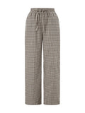 Stetnode y2k Wide Leg Pants Vintage Elastic Waist Plaid Striped Print Pants Women Lounge Trousers Pockets 00s Retro Pajams Bottom