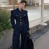 Stetnode Korean Vintage Blue Denim Pants Mujer 2024 Autumn New High Waist Trousers Women Y2k E-Girl Loose Straight Wide Leg