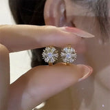 Stetnode Shiny Rhinestone Snowflake Stud Earrings for Women Fashion Small Snowflake Charm Earring Girls Christmas New Year Jewelry Gifts