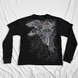 Stetnode Y2K Cyber Coss Wings Print T-shirt Skull Graphic Long Sleeve Tees Grunge  Fairy Vintage Baggy Top Gothic Clothes