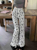 Stetnode Casual Wide Leg Pants American Vintage Cat Dog Overall Print Sweatpants Women Y2k Loose High Waist Summer Trousers Fashion