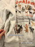 Stetnode American Kawaii Cat Print Hoodie Sweatshirts Autumn New Loose Thicked Warm Tops Women Y2k Aesthetics Long Sleeve Sweatshirt