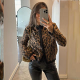 Stetnode Fashion Lepard Knitted Sweater Cardigan For Women Loose Casual Long Sleeve Retro Single Breatted Sweater Autumn Outwear