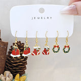 Stetnode 3 Pairs Cute Santa Claus Snowman Elk Combination Earrings for Women Enamel Cartoon Christmas Earrings Xmas New Year Jewelry Gift