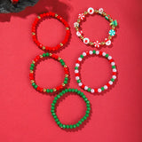 Stetnode Christmas Crystal Polymer Clay Beaded Bracelets for Women Handmade Rice Bead Xmas Tree Santa Claus Pendant Bracelet Jewelry Gift