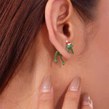 Stetnode Funny Piercing Frog Earrings for Women Creative Cute Animal Green Frog Christmas Hat Stud Earring Girls Party Daily Jewelry Gift