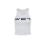 Stetnode 2024 Women Sexy Tank Tops Sub Translucent Slim Tops Street Casual Letter Print top Women's Racerback Vest Summer Clothes