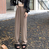 Stetnode Korean White Wide Leg Trousers for Women Autumn Baggy High Waist Suit Pants Woman Fashion Office Loose Straight Pants