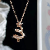 Stetnode Lucky Star Christmas Tree Pendant Necklace for Women Delicate Rhinestone Elk Xmas Tree Clavicle Necklace Girl Party Jewelry Gift