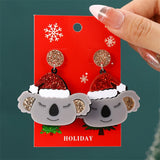 Stetnode New Fashion Plush Christmas Tree Earrings for Women Cute Rhinestone Santa Claus Bells Drop Earring Xmas New Year Holiday Jewelry