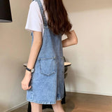 Stetnode Summer Denim Overall Dress for Women 2024 Pockets Sleeveless Jeans Dresses Woman Korean Loose Spaghetti Strap Dress Mujer