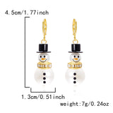 Stetnode Fashion Christmas White Snowman Pearl Drop Earrings for Women Cute Rhinestone Snowflake Earring Jewelry New Year Holiday Gifts