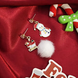 Stetnode Christmas Long Tassel Hairball Drop Earrings for Women Cute Asymmetric Elk Santa Claus Bear Earring Girls New Year Party Jewelry