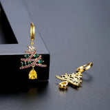 Stetnode Asymmetrical Colorful Rhinestone Snowflake Hat Boot Earrings for Women Luxury Crystal Christmas Tree Drop Earrings Party Jewelry