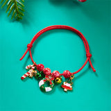 Stetnode Fashion Simple Handwoven Braided Christmas Bracelets for Women Enamel Metal Xmas Tree Santa Claus Adjustable Bracelet Jewelry