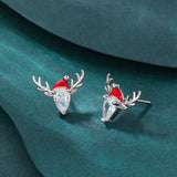 Stetnode Fashion Small Christmas Earrings for Women Cute Asymmetric Elk Santa Claus Snowflake Xmas Tree Stud Earring Girls Party Jewelry