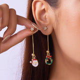 Stetnode Trendy Asymmetric Santa Claus Long Tassel Earrings for Women Creative Christmas Tree Snowman Adjustable Earring New Year Jewelry