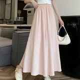 Stetnode Solid Color Casual Wide Leg Pants Women Spring Summer Soft Elastic High Waist Trouses Woman Pleated Skirt Pants Ladies