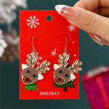 Stetnode New Fashion Plush Christmas Tree Earrings for Women Cute Rhinestone Santa Claus Bells Drop Earring Xmas New Year Holiday Jewelry