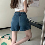 Stetnode Korean Style High Waist Skirt Shorts Women 2024 Summer Pockets Denim Shorts Woman Double Button A Line Skirt Pants Female