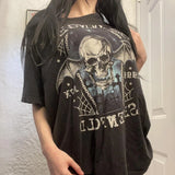 Stetnode Punk Harajuku Grunge Short Sleeve Loose Tees E-girl Gothic Skulls Graphic Print T-shirt Y2K Aesthetic Vintage Pullovers Tops