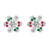 Stetnode Fashion Colorful Snowflake Stud Earrings for Women Charm Rhinestone Snow Flower Earring Girls Christmas Holiday Party Jewelry