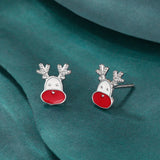 Stetnode Fashion Small Christmas Earrings for Women Cute Asymmetric Elk Santa Claus Snowflake Xmas Tree Stud Earring Girls Party Jewelry