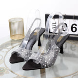 Stetnode Outfits Transparent rhinestone open toe summer sandals for women