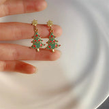 Stetnode Small Cute Christmas Tree Drop Earrings for Women Delicate Enamel Star Xmas Tree Pendant Earring Girls Holiday Versatile Jewelry