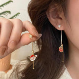 Stetnode New Design Asymmetric Snowflake Christmas Boot Hat Drop Earrings for Women Moving Santa Claus Long Tassel Earring Party Jewelry