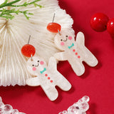 Stetnode New Creative Cartoon Christmas Earrings for Women Girl Cute Acrylic Snowman Dinosaur Elk Xmas Tree Drop Earring New Year Jewelry