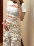 Stetnode American Retro Camouflage Cargo Pants Y2k E-Girl High Waist Straight Jeans for Women 2024 Sumemr New Loose Wide Leg