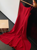 Stetnode Sexy Red Dress Women Korean Style Casual Sleeveless Vestidos Female Evening Party Prom Robe Elegant Split Irregular Clothes New