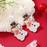 Stetnode New Creative Cartoon Christmas Earrings for Women Girl Cute Acrylic Snowman Dinosaur Elk Xmas Tree Drop Earring New Year Jewelry