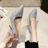 Stetnode New Woman Pumps Silver Champagne High Heels Stiletto Wedding Shoes Sequins Women Heels Fashion Ladies Dress Party Shoe