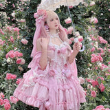 Stetnode A Brand New Sweet Rosy Dream Dark Fairycore Cottagecore Princesscore Dress