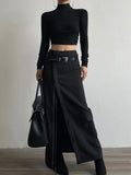 Stetnode Oversize All-match Zipper Split Skirts Y2k Grunge High Waist Bodycon Skirt for Women 2025 Spring New Black Faldas Mujer