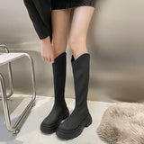 Stetnode Platform Women Knee High Boots Fashion Back Zippers Shoes Autumn Winter Thick Heel Women's Knight Long Booties