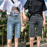 Stetnode 2024 Women's Denim Shorts Summer Bodycon Biker High Waisted Short Pants Woman Streetwear Knee Length Jean Shorts Female